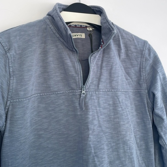 Orvis Blue Quarter-Zip Pullover with Pockets Medium - Picture 3 of 16